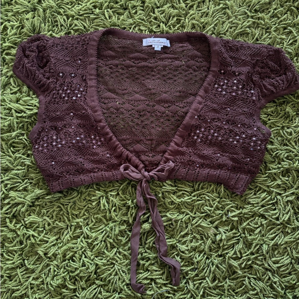 Elegant Brown Knit Shrug by Charlotte Russe